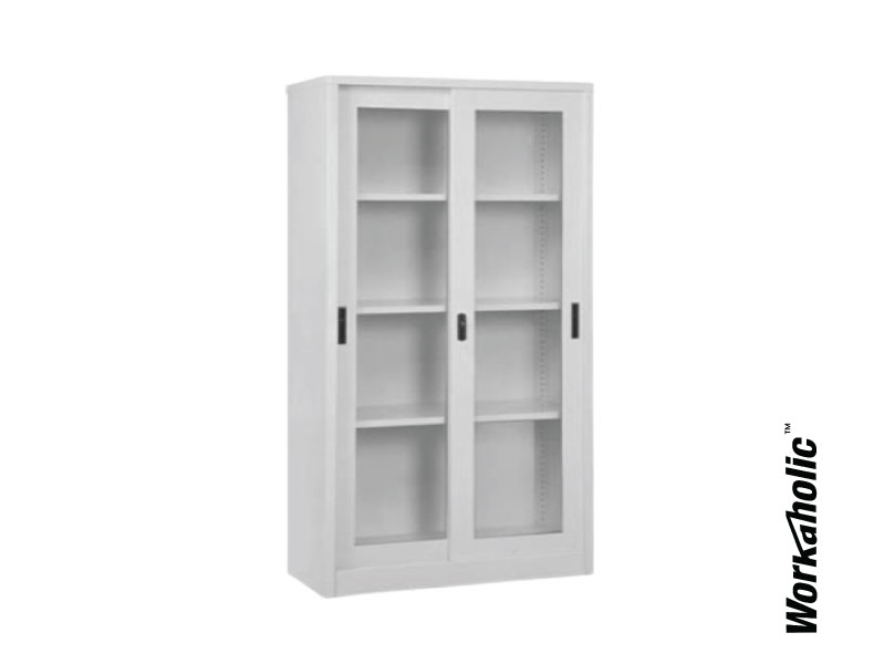 Workaholic™ Steel Storage High Cabinet Glass Sliding Door