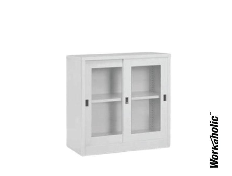 Workaholic™ Steel Storage Low Cabinet Glass Sliding Door